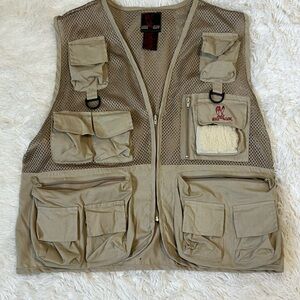 Eagle Claw Fishing / Outdoor Utility Vest Khaki Mesh L/XL Multi Pocket